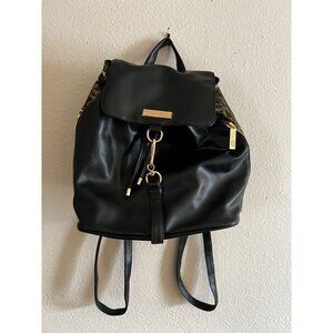 Versace Parfums Backpack Black Gold Adjustable Straps & Zip Pockets Vegan Faux L